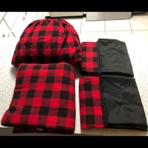 King size flannel sheets red and black plaid